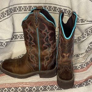 Justin Women's Gypsy Collection Raya Tan Square Toe Cowboy Boots Size 7.5 B.